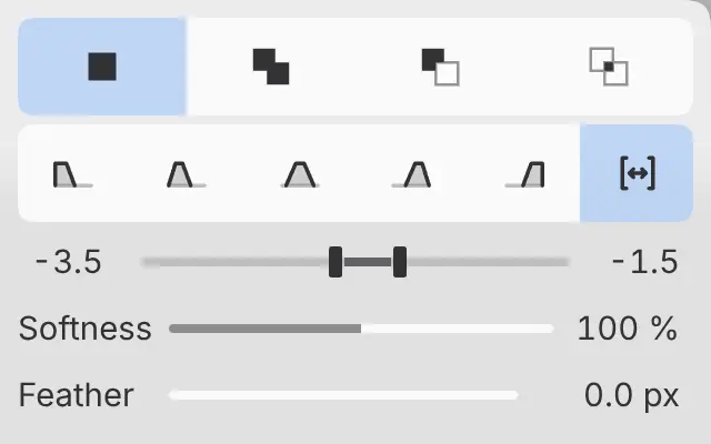 The Tonal range settings with Custom selected and the range in stops.