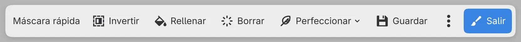 La barra de Máscara rápida en la parte inferior del lienzo.