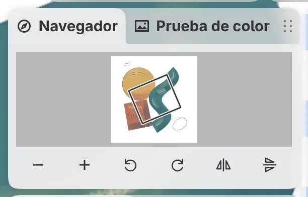 El panel Navegador con un contorno alrededor de la parte visible del dibujo.