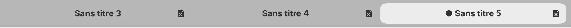 Trois onglets de dessins dans la barre de titre, dont un marqué comme non enregistré.