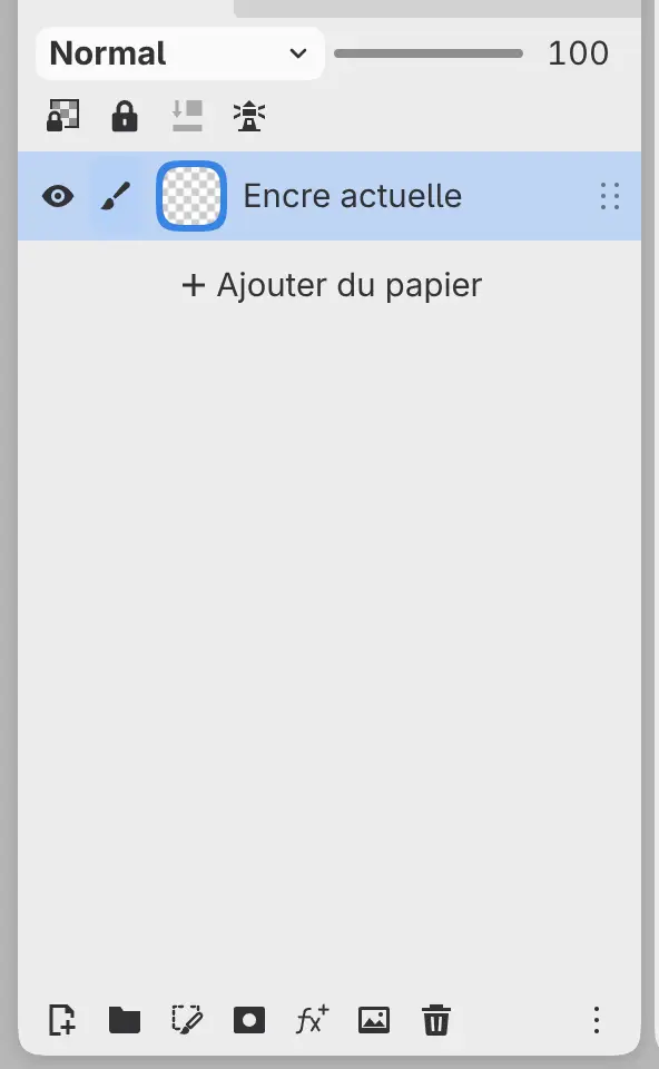 Ajouter du papier sous la liste des calques.