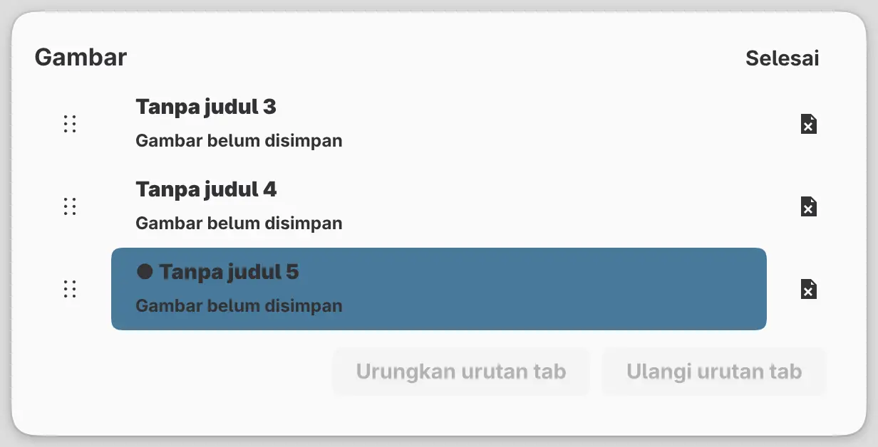 Daftar Gambar dengan tiga gambar.