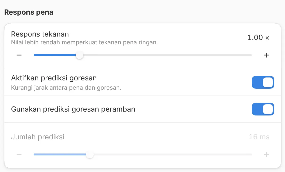 Pengaturan Respons pena.