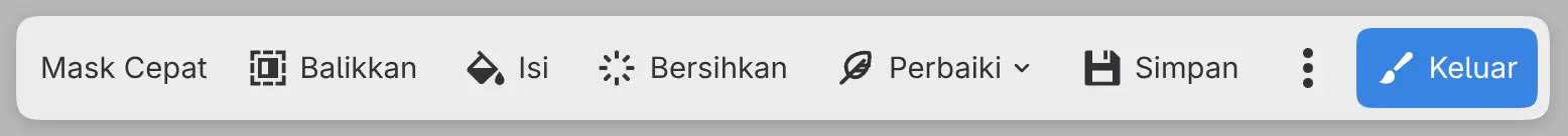 Bilah Mask Cepat di bagian bawah kanvas.