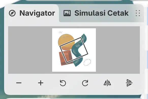 Panel Navigator dengan bingkai di sekitar bagian gambar yang sedang terlihat.