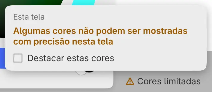 O indicador Cores limitadas no rodapé, com os detalhes e Destacar estas cores.