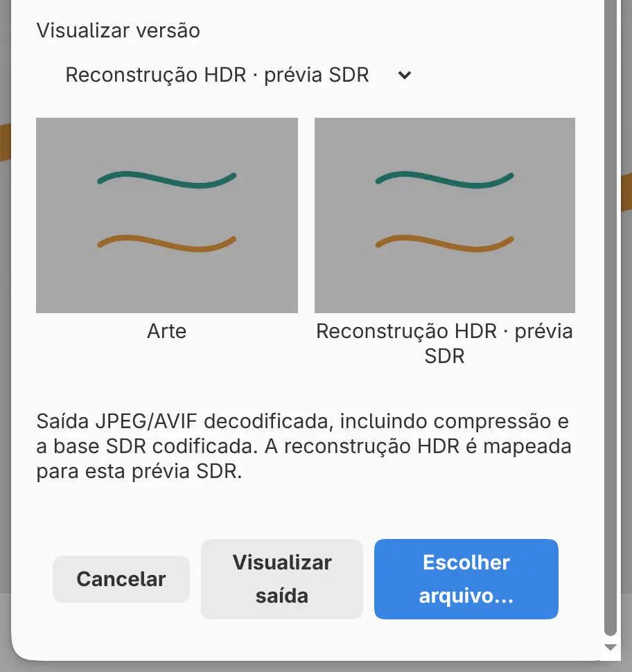 A caixa de diálogo Exportar imagem de um desenho HDR com JPEG HDR · mapa de ganho, depois de Visualizar saída.