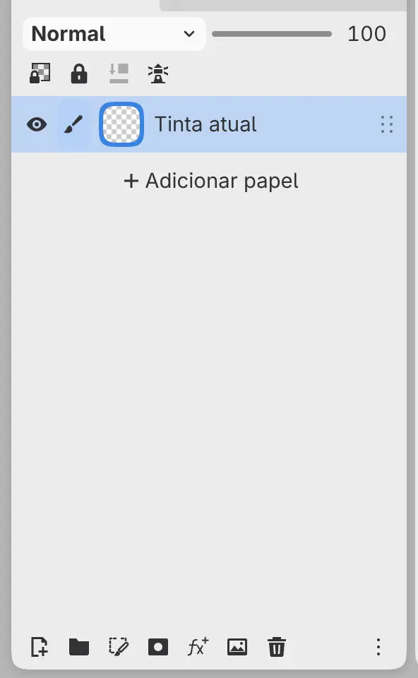 Adicionar papel abaixo da lista de camadas.