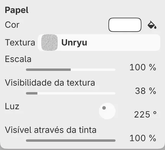 Controles de Papel em Propriedades.