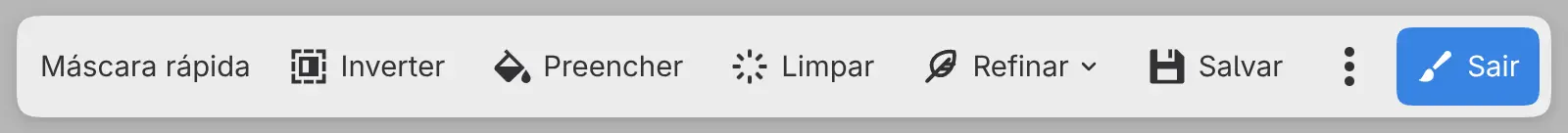 A barra da Máscara rápida na parte inferior da tela.
