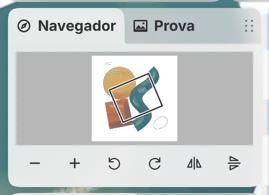 O painel Navegador com um contorno em volta da parte do desenho que está à vista.