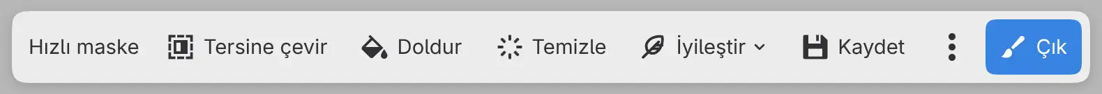 Tuvalin altındaki Hızlı maske çubuğu.