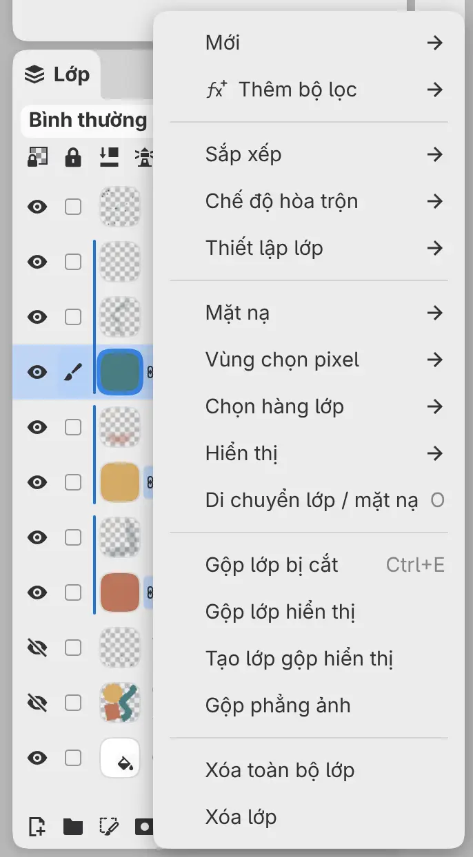 Trình đơn lớp của Ribbon.
