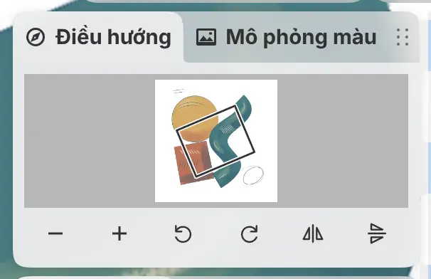Bảng Điều hướng với khung viền quanh phần bản vẽ đang hiển thị.