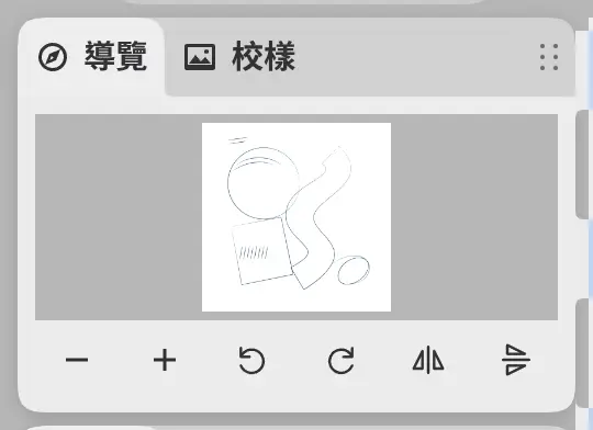 導覽面板,包含縮放、旋轉和翻轉按鈕。