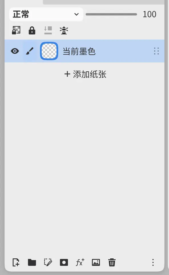 图层列表下方的添加纸张。